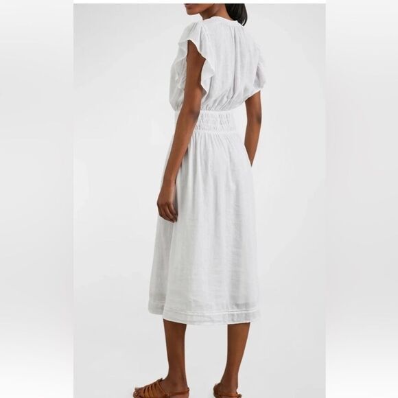 $228 RAILS lona Linen-Blend Midi-Dress White Medium - Picture 6 of 11